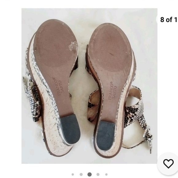 BOSTON PROPER FRANCO SARTO PYTHON WEDGE SANDALS SZ 9.5 - Picture 8 of 10